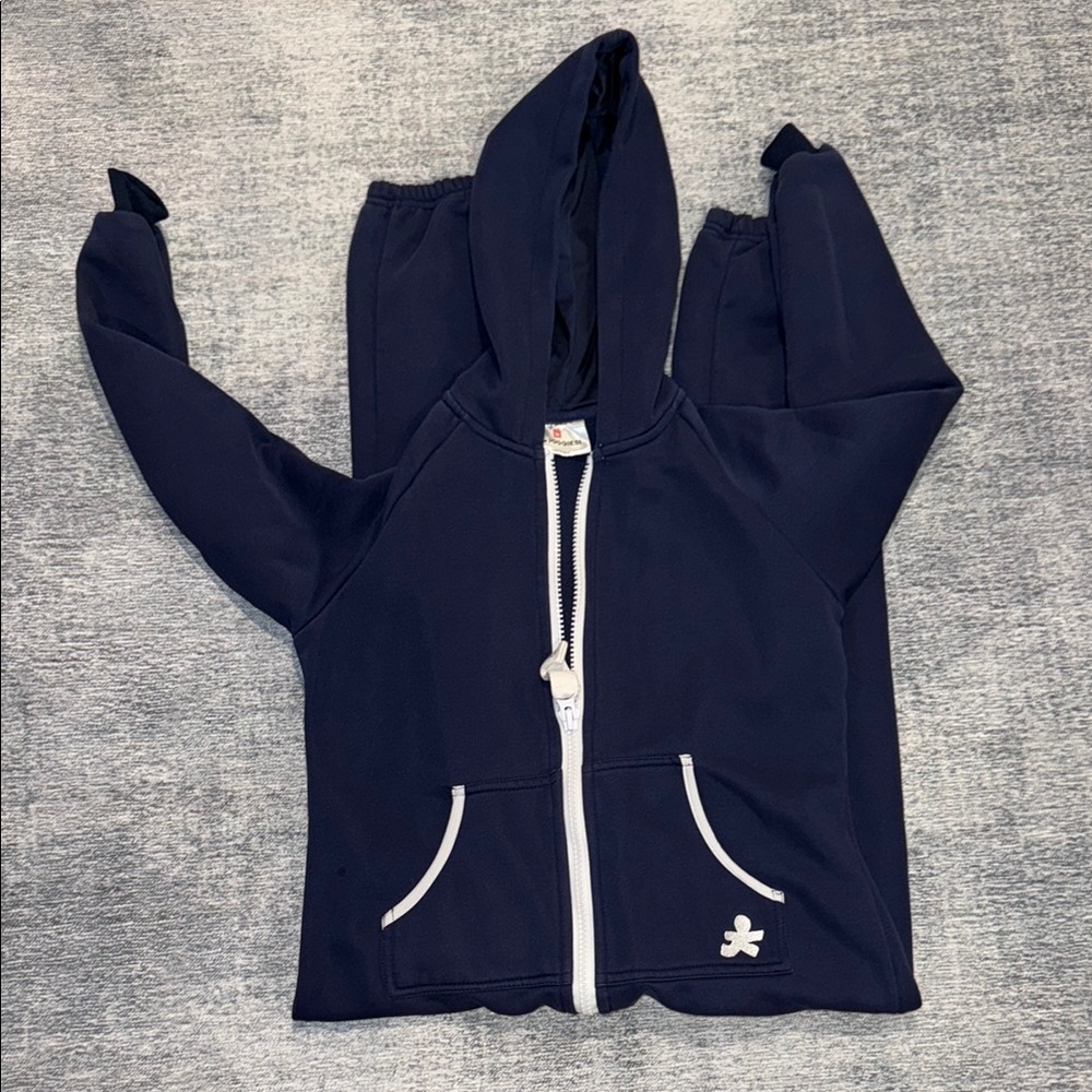Navy Blue Zip-Up Hoodie and Joggers One Piece